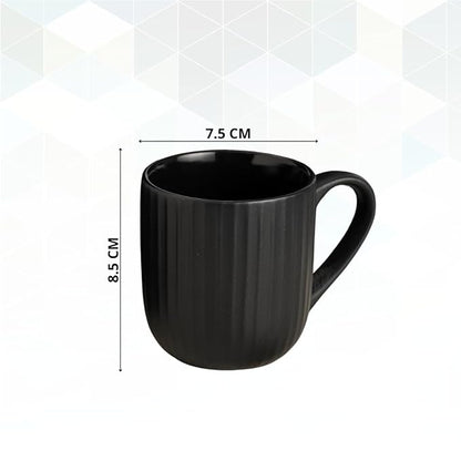Claycraft Linea Pebble Black Coffee & Tea Mugs Set of 6 (250 ml)