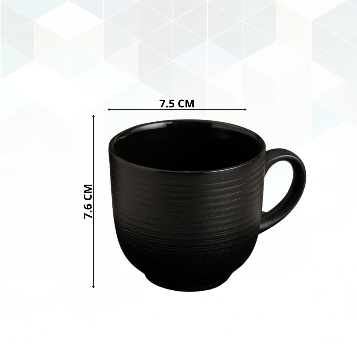 Claycraft Horizon Pebble Black Coffee & Tea Mugs Set of 6 (210 ml)