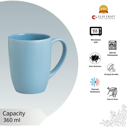 Claycraft Horizon Pebble Light Blue Coffee/ Milk Mug, 1 Piece (360 ml)
