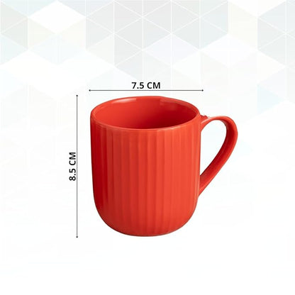 Claycraft Linea Pebble Red Coffee & Tea Mugs Set of 6 (250 ml)