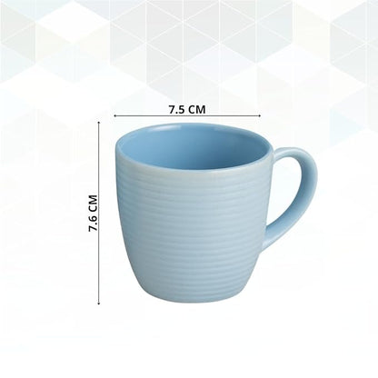 Claycraft Horizon Pebble Light Blue Cup & Saucer, Set of 12 (6 Cups + 6 Saucers) (220 ml)