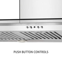 Electric Kitchen Chimney T Shape Glass Push Buttons Baffle filters 60cm 1000 m3/h -Silver (6022 SS)