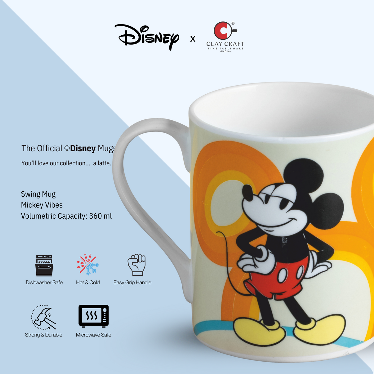 Claycraft Disney's Mickey Mouse Coffee & Milk Mug 1 Piece (360ml)