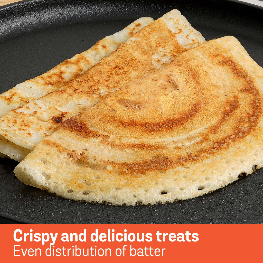 Meyer Pre-Seasoned Cast Iron 2pcs Set (20cm Frypan/Skillet + 28cm Flat Dosa Tawa)