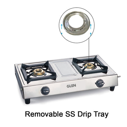 GLEN 2 Burner Stainless Steel Gas Stove with Brass Burner (CT1021SSBB)