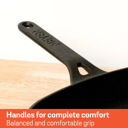 Meyer Pre-Seasoned Cast Iron Grill Pan, 25 cm, Black