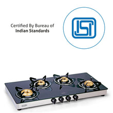 4 Burner Glass Gas Stove Extra Wide 1 High Flame 3 Brass Burners (1044 GTXL)