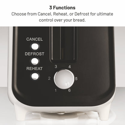 GLEN Electric Auto Pop-up 2 Slice Toaster, 750W, 6 Level Browning Control, Removable Crumb Tray - White SA3014