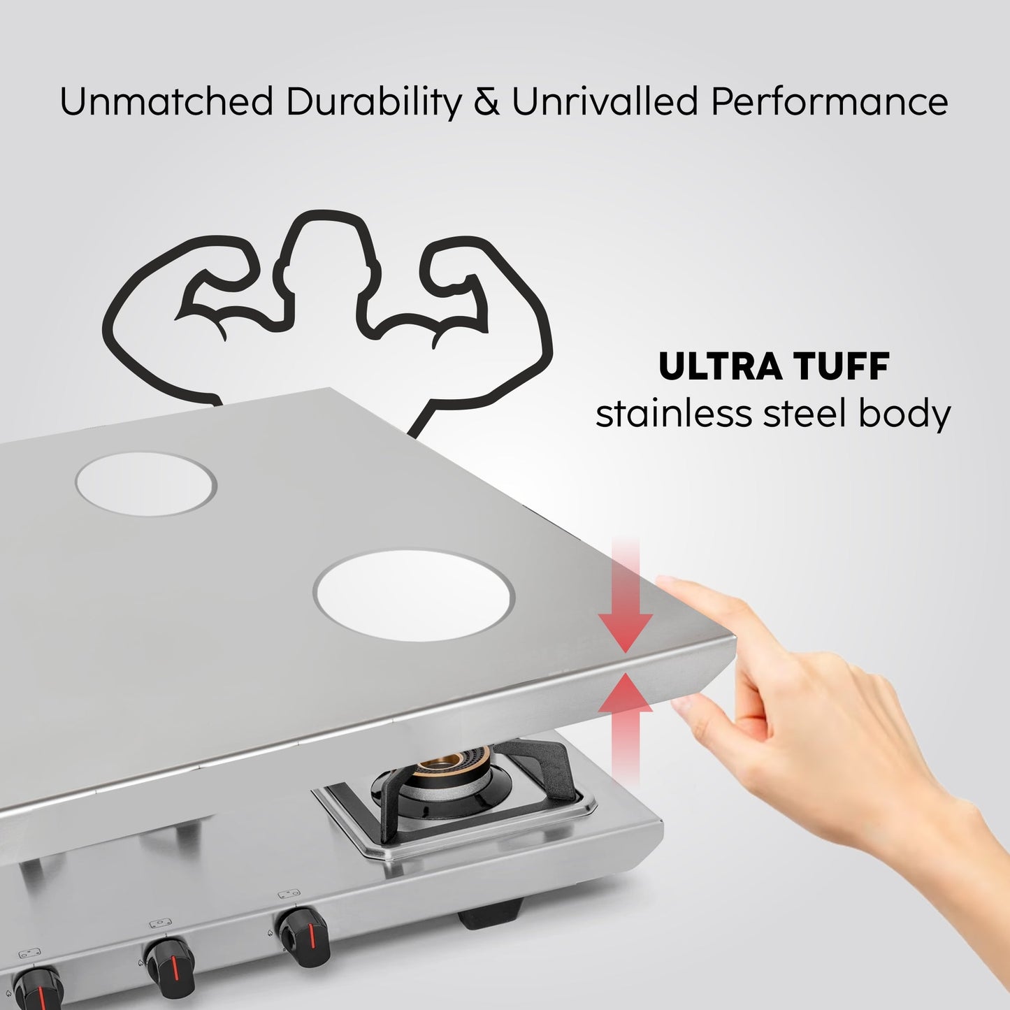 GLEN 3 Burner Ultra Tuff Stainless Steel Gas Stove with Multi Ring Forged Brass Burner & Drip trays (CT1053UTDTSS)