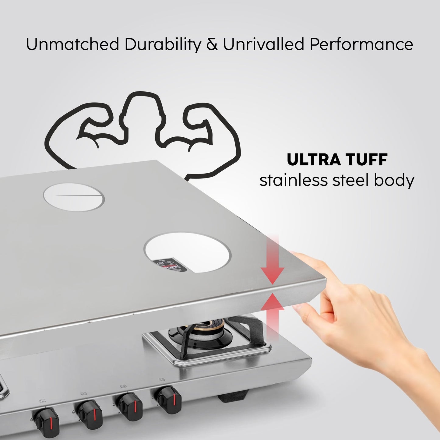 GLEN 4 Burner Ultra Tuff Stainless Steel Gas Stove with Multi Ring Forged Brass Burner & Drip trays (CT1054UTDTSS)