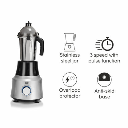 GLEN Ultra Tuff Mixer Grinder 1000W with 3 Stainless Steel Jars (SA4031J3)