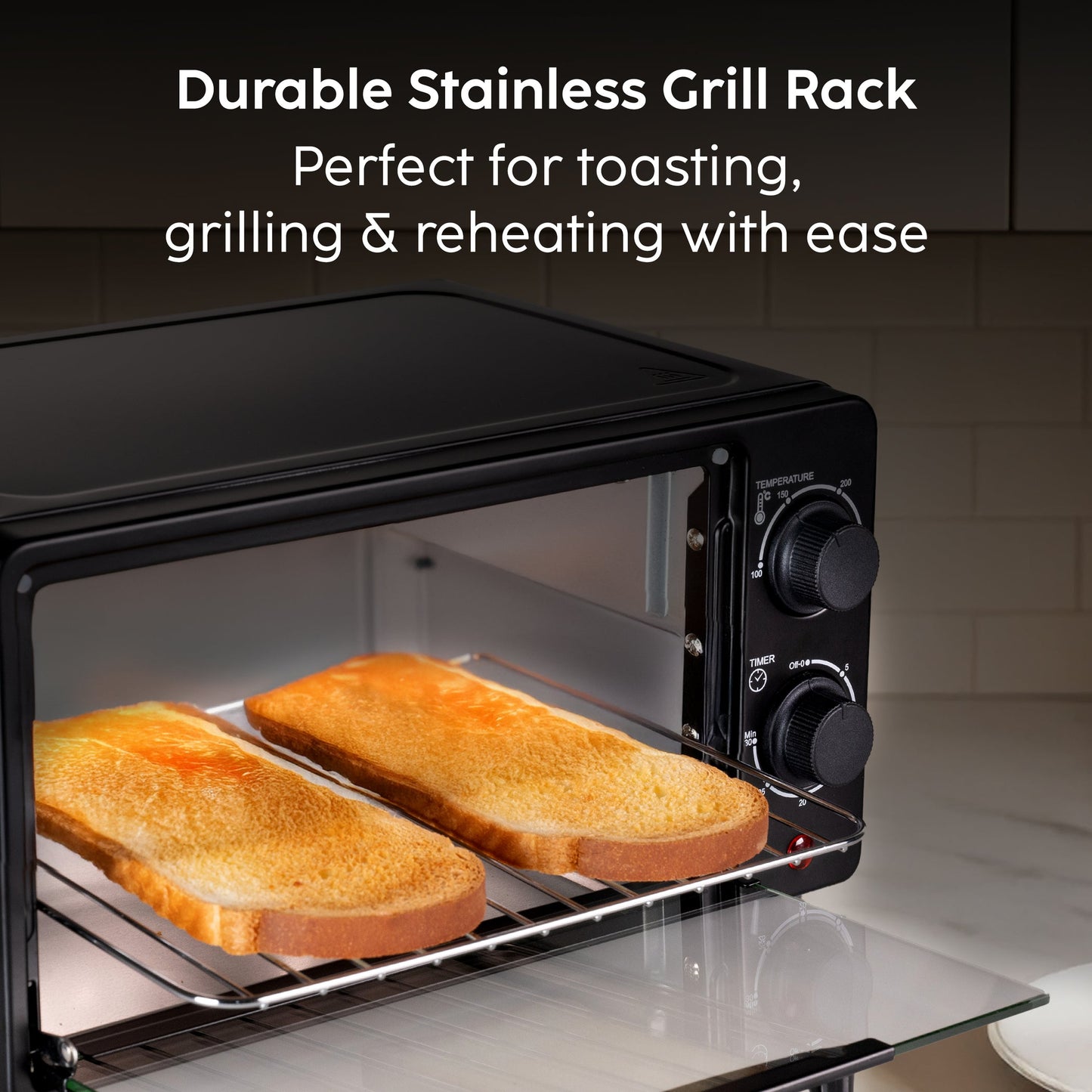 GLEN 9L Oven Toaster | 800W SS Heating Elements, 30-Minute Timer & Ergonomic Knobs – Black (SA5009E)"