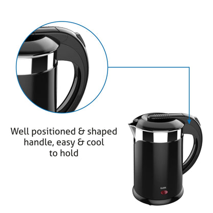 Electric Kettle Plastic Clad Stainless Steel  with 360B0 Rotational Base 1.2 Litre 1350 W - Black (9015 DX)
