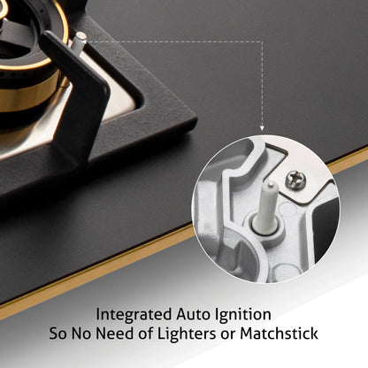 3 Burner Glass Hob Top Mini Triple Ring Burner Total Brass Burners with Flame Failure Device Auto Ignition (1073XLCIHTTTRMGS)