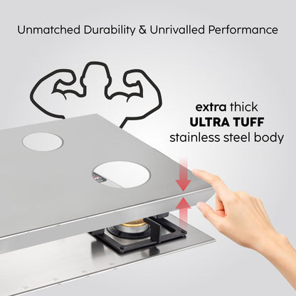 3 Burner Ultra Tuff Free Standing Hob with Forged Brass Burners Auto Ignition (BH1073XLSQFSUTSSAI)