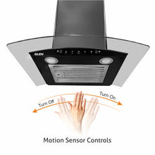Auto Clean Chimney Curved Glass Baffle Filters with Motion Sensor 60/90cm 1200 mB3/h - Black (6063 BL)