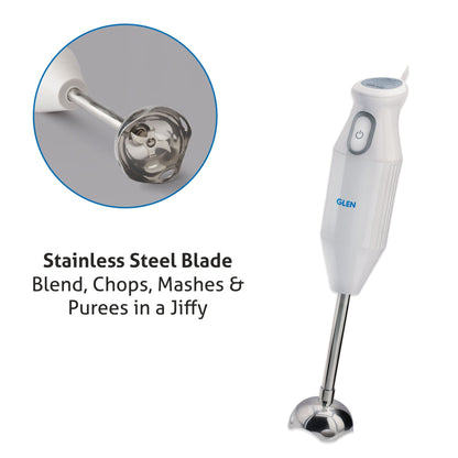 Electric Hand Blender with Stainless Steel Arm 200W - White (4049)