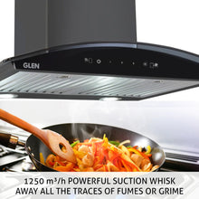 Kitchen Chimney Curved Glass with Motion Sensor Baffle filter 60cm 1250 m3/h -Black (6071 BLMS)