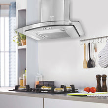 Kitchen Chimney Curved Glass with Push Button Baffle filters 60cm 1000 m3/h -Silver (6071 EX)