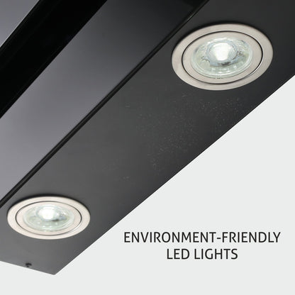 Kitchen Chimney Vertical Glass with Push Buttons 90cm 1000 m3/h- Black (6079 PB)