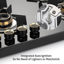 4 Burner Glass Gas Hob Top with Triple Ring, Total Double Ring Brass Burner with Flame Failure Device Auto Ignition (1064ROHTTDBMTRS)