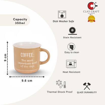 Claycraft Selas Pebble Milk/Coffee Mug - 1 Pc - 350 ml (Selas S02)