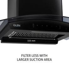 Auto Clean Curved Glass Chimney with Inverter Technology, BLDC Motor 60/90cm 1200 mB3/h -Black (6071 BL BLDC AC)
