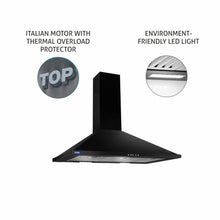Electric Kitchen Chimney, Pyramid Shape Baffle filters 90cm 1250 m3/h - Black (6054 BL)