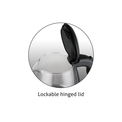 Electric Glass Kettle 1.8 Litre with 360B0 Rotational Base, Auto Shut-off, 2000 W - White (9012)