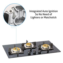 3 Burner Built In Glass Hob Italian Double Ring Burner Flame Failure Device, Auto Ignition (1073 SQ IN BB FFD)