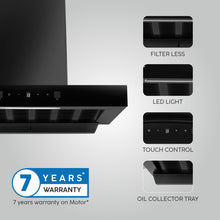 Auto Clean Filter less Kitchen Chimney, Motion Sensor control with Digital Display 60cm, 1200 m3/h (6052 DI BL AC 60)