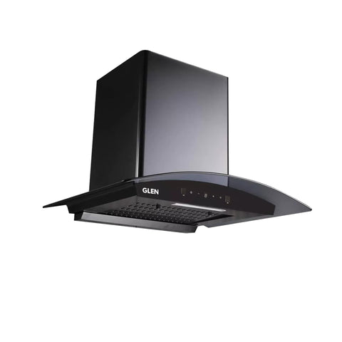 Auto Clean Curved Glass Filter-less Kitchen Chimney, Motion Sensor control with Digital Display 1200 m3/h (6059 DI BL AC)