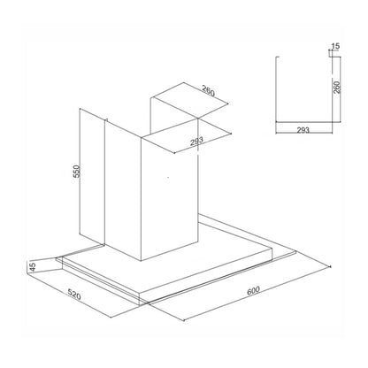 Designer Kitchen Chimney with Touch Sensor Baffle filters 60cm 1000 m3/h -Silver (6062 SX TS)