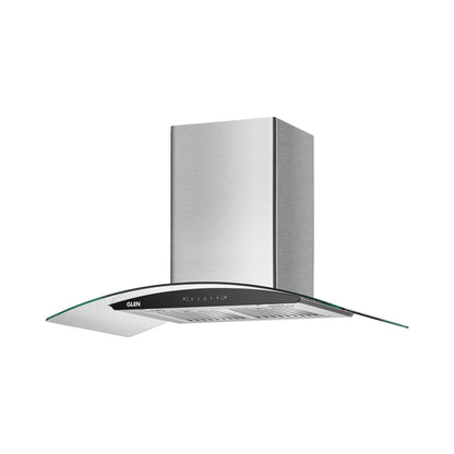 Auto Clean Chimney Curved Glass Baffle Filters with Motion Sensor 60/90cm 1200 mB3/h - Silver (6063 SS)