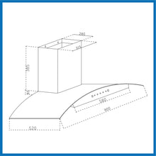 Auto Clean Curved Glass Chimney with Inverter Technology, BLDC Motor 60/90cm 1200 mB3/h -Black (6071 BL BLDC AC)