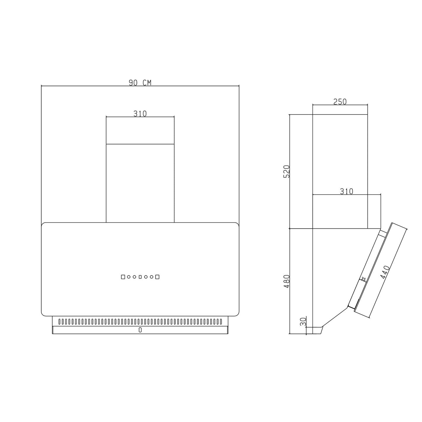 GLEN Auto Clean Glass Filter less Kitchen Chimney, Motion Sensor control with Digital Display 60/75/90cm 1400 m3/h - Black (CH6075AC)