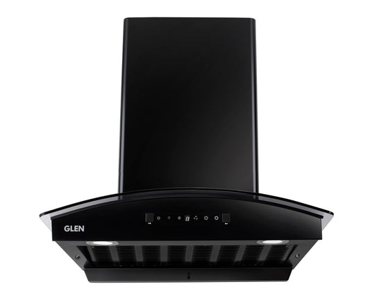 GLEN Auto Clean Filterless Kitchen Chimney | Heat Sensor, 1500 m³/h Suction, Touch & Motion Control | Remote – 60/76/90 cm Black (CH6080HSRACBL)
