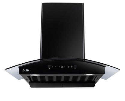 GLEN Auto Clean Filterless Kitchen Chimney | Heat Sensor, 1500 m³/h Suction, Touch & Motion Control | Remote – 60/76/90 cm Black (CH6080HSRACBL)