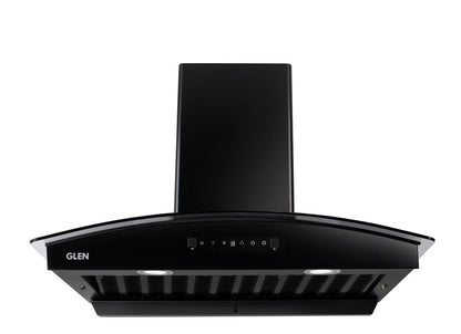 GLEN Auto Clean Filterless Kitchen Chimney | Heat Sensor, 1500 m³/h Suction, Touch & Motion Control | Remote – 60/76/90 cm Black (CH6080HSRACBL)
