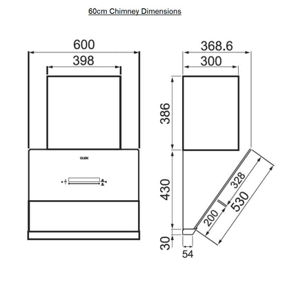 Auto Clean Glass Filterless Chimney with Inverter Technology, BLDC Motor 60/75/90cm 1400 m3/h -Black (6074 AC)