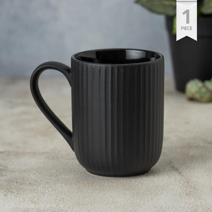 Claycraft Linea Pebble Black Coffee/ Milk Mug, 1 Piece (360 ml)