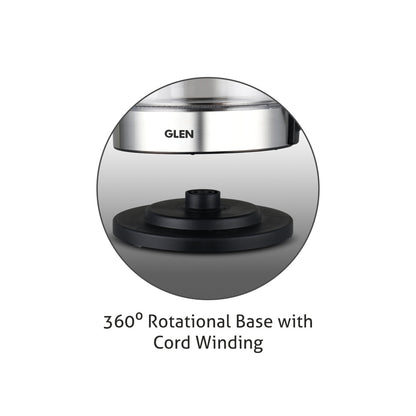 Electric Glass Kettle 1.8 Litre with 360B0 Rotational Base, Auto Shut-off, 2000 W - White (9012)