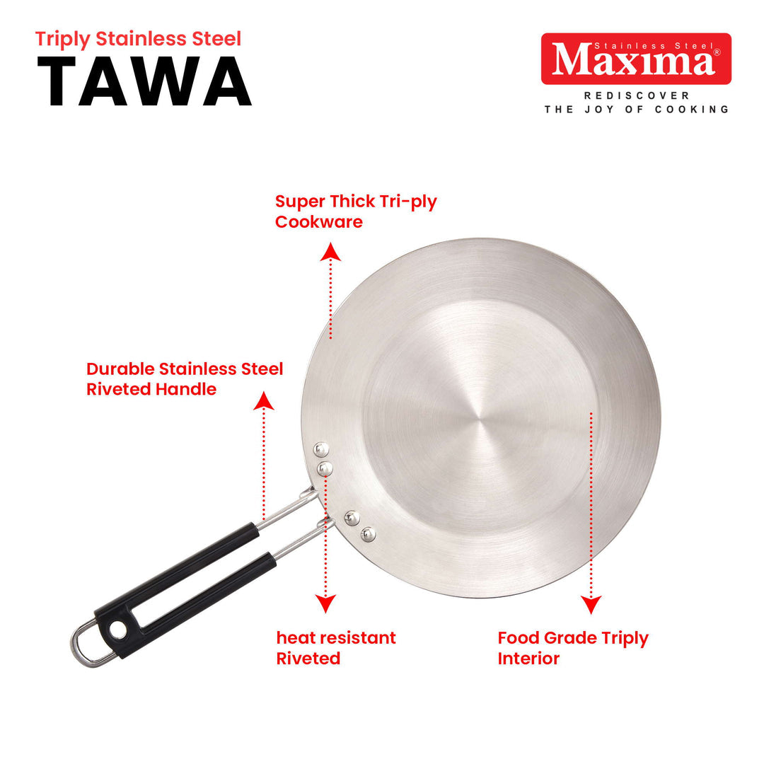 Maxima Triply Stainless Steel Roti Tawa (Induction Friendly)