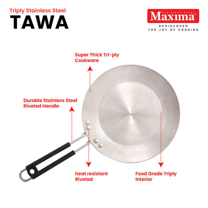 Maxima Triply Stainless Steel Roti Tawa (Induction Friendly)