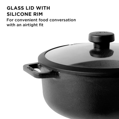 Meyer Pre-Seasoned Cast Iron 3 Piece Cookware Set ( 24cm Frypan + 24cm Dutch Oven + Interchangeable Lid)