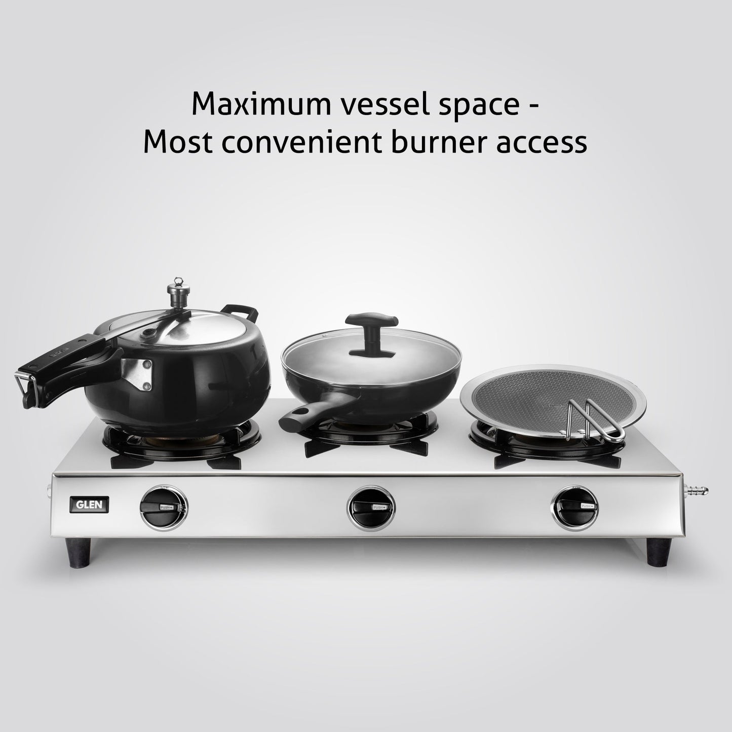 GLEN 3 Burner Stainless Steel Gas Stove with High Flame Brass Burner (CT1031XLSSHFBB)
