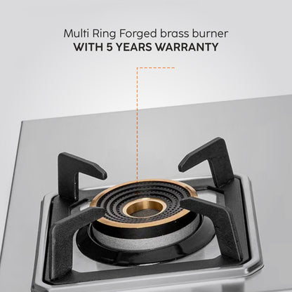 GLEN 4 Burner Ultra Tuff Stainless Steel Gas Stove with Multi Ring Forged Brass Burner & Drip trays (CT1054UTDTSS)