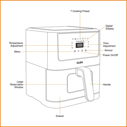 GLEN Glen Rapid Fryer Touch 6 Ltr. Air Fryer