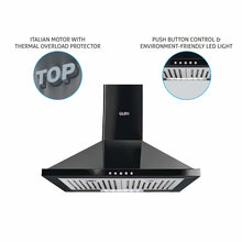 Electric Kitchen Chimney, Pyramid Shape Baffle filters 60cm 1000 m3/h -Black (6050 DX BL)