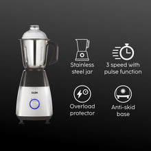 Mixer Grinder 750W with 1 Transparent Jar 3 Stainless Steel Jars - Black & Silver (4023 PLATINUM)